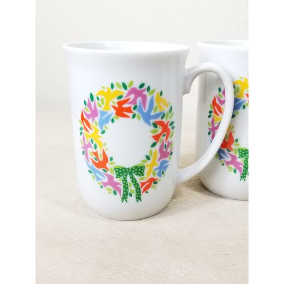 Toscany Greetings Coffee Mug Tea Cup 10oz Fine China Dove Wreath 4" Japan - Picture 2 of 13
